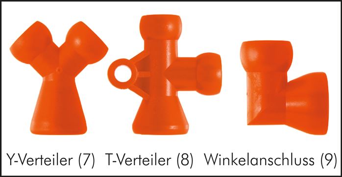 Exemplarische Darstellung: Kühlmittel-Gelenkschlauchsystem - Cool-Line 1/2", Y-Verteiler, T-Verteiler, Winkelanschluss